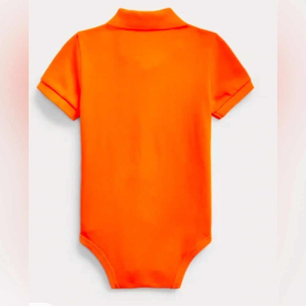 🧡Ralph Lauren Baby Cotton Mesh Polo Orange Bodysuit//Baby//Sz3month🧡